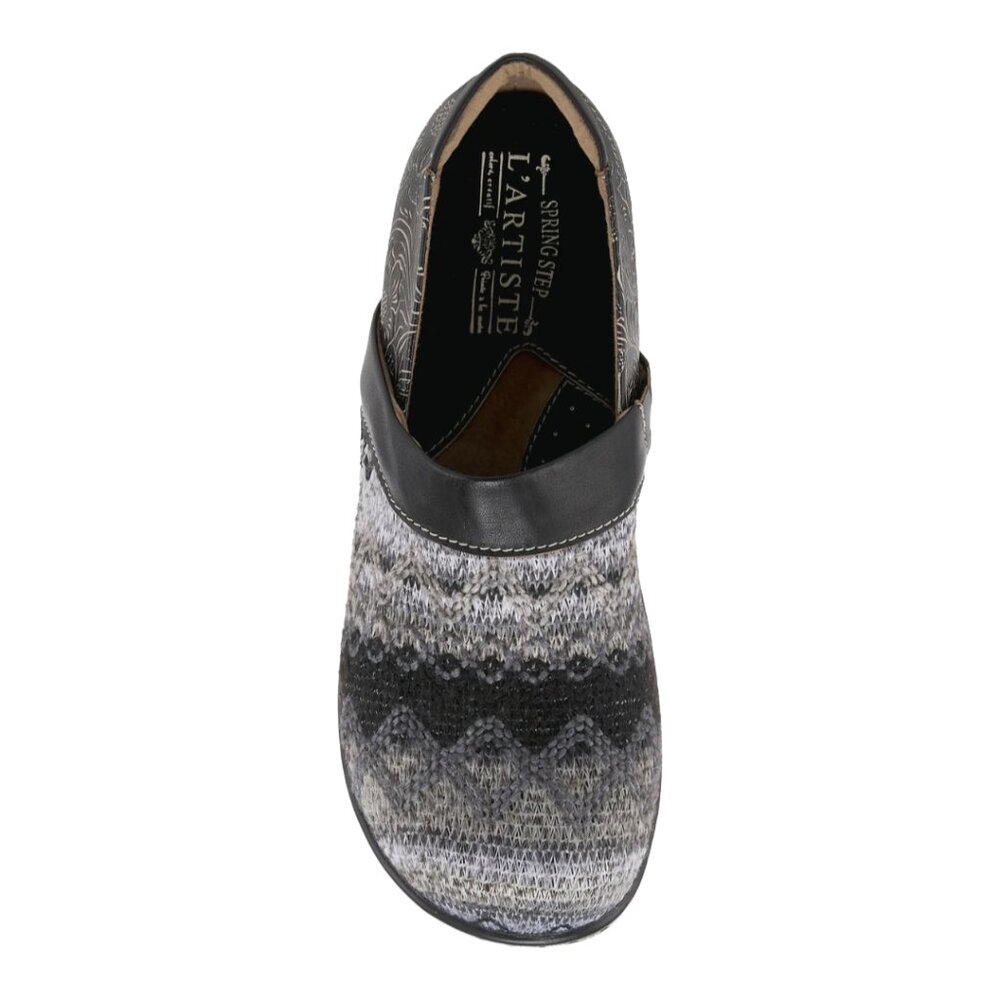 L 'ARTISTE by SPRING STEP Womens' Black Multi Zagabank Leather Clogs Size 5.5 - Picture 2 of 9